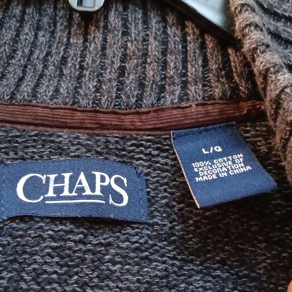 Chaps Dark Gray Men's Crewneck Cotton Sweater - Picture 2 of 3